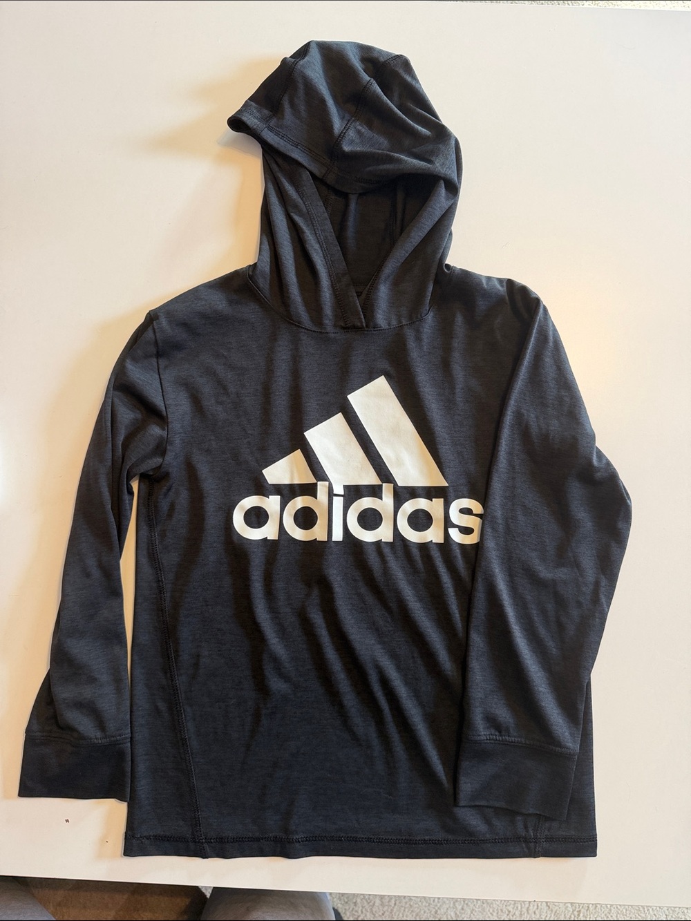 adidas Black Hoodie with White Trefoil-Style Logo